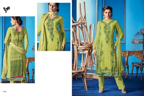 Sidhi Selfei Georgette Embroidery Suit - Light Green, Georgette Fabric | Intricate Embroidery, Elegant Design, Comfortable Fit, Bulk Order Ready