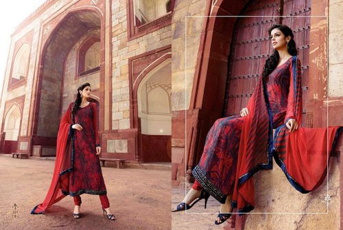 Rivaa Dilruba-2 Georgette Embroidery Suit - Georgette, Maroon/Red | Intricate Embroidery, Comfortable Fit, Bulk Order Friendly