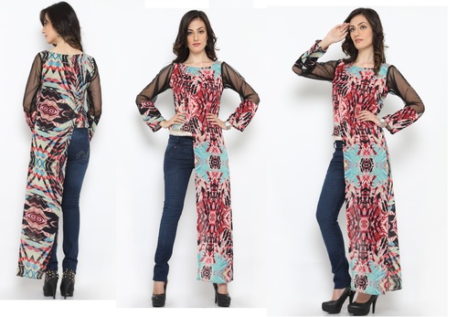 Bedazzle Casual Full Sleeve Printed Women's Multicolor Top