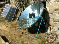 Parabolic Solar Cooker - Aluminum Reflector, Steel Stand, 1.5m Diameter, Teal Color | Eco-Friendly, Durable Design, Efficient Cooking, Low Maintenance