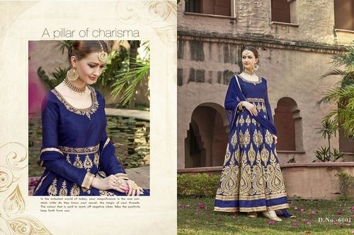 Blue Fancy Designer Latest Launch Heavy Bangalore Silk Salwar Suit