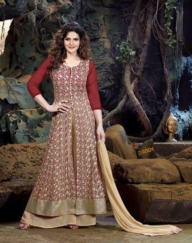 Cream Desinger Latest Exclusive Stylish Semi Georgette Salwar Suit