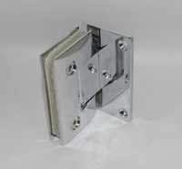 Brass Shower Door Hinges - Wall To Glass 90â° , Fits 8mm-12mm Glass Thickness, Max Load 45 Kgs, Polished Silver Finish, Dimension 12-20 Cm