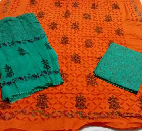 Orange Green Patri Print Aplic Suit