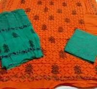 Orange Green Patri Print Aplic Suit
