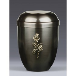 Beautiful Metal Cremation Urn with Black Flower