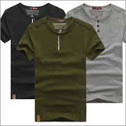 Round Neck Buttoned T Shirt