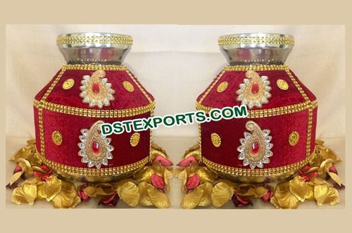 Maroon Gold Wedding Jago - Stainless Steel, Velvet Fabric, LED Lighted | Lace, Gotta Patti, Mirror Work, Handcrafted