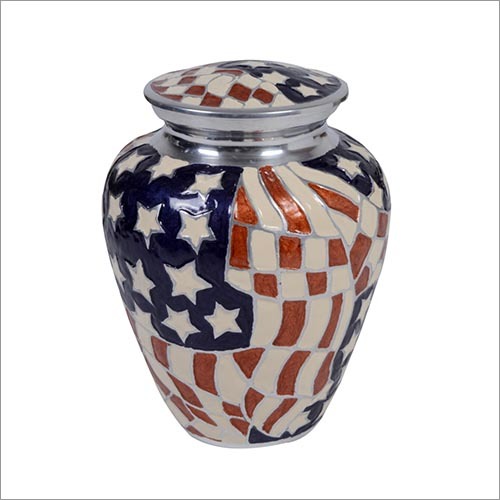 Gifts And Crafts Flag Design Alloy Urn