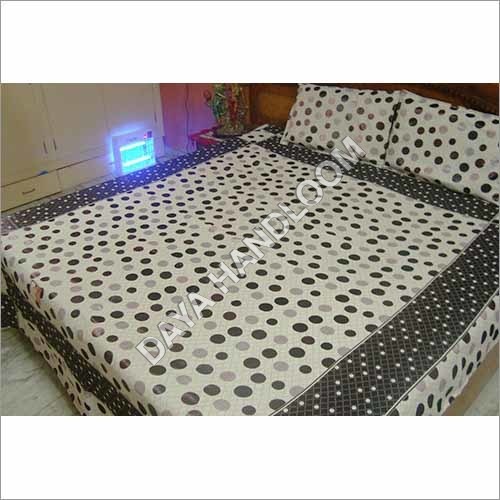 Plain Cotton Bed Sheet - Multiple Sizes, White, 180-200 TC | Soft, Durable, Washable, Polka Dots Pattern