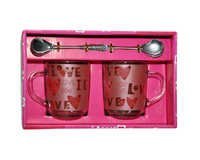 Coffee Mug Gift Set - Ceramic, Round, Pink | Lightweight, Impressive, Love Logo Design