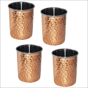 Double Wall Copper Glasses Set Of 4 With 350 Ml Capacity
