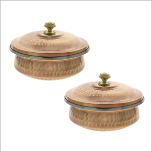 Copper Dinnerware Set Of 2 Serving Bowl With Lid