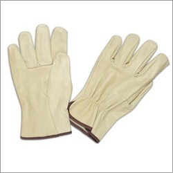 Beige Leather Driving Gloves
