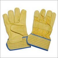 Yellow Leather Palm Gloves