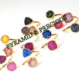 Druzy Two Stone Gold Plated Rings