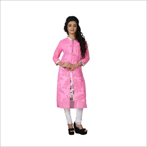 Georgette Designer Kurtis Pink Colors
