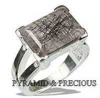 Black Rutile Stone Studded Ring