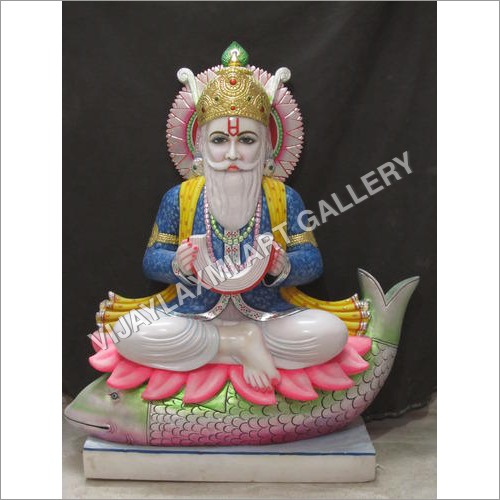 Marble Jhulela Statue - Polished Marble, Variable Height, Multicolor | Intricate Design, Stable Base, Crack Resistance