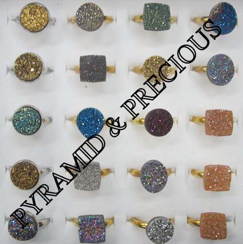 Sterling Silver Gold Plated Druzy Rings