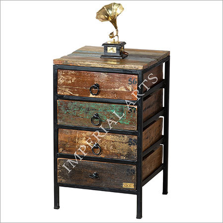 Iron Base Recycled Wood Drawer Chest