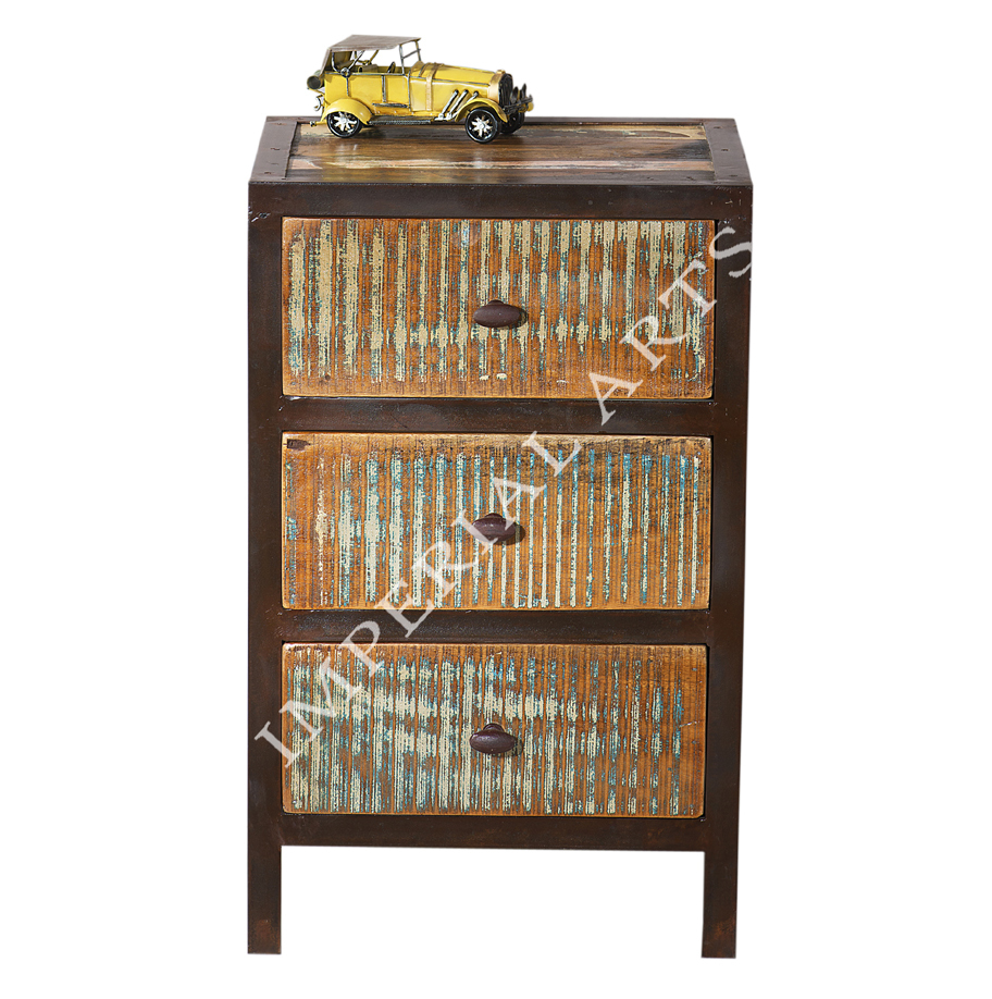 Iron Base Recycled Wood Drawer Chest