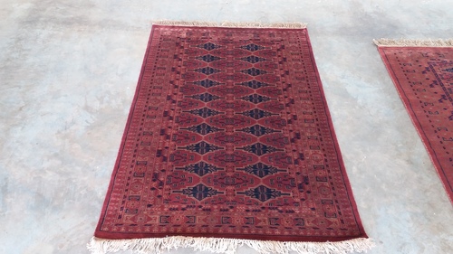 Afghani Carpets - Wool, Variable Dimensions, Burgundy | Hand-Knotted, Durable, Unique Design, High Knot Density