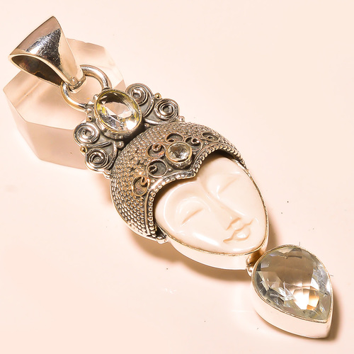 WHITE CORAL FACE , WHITE TOPAZ