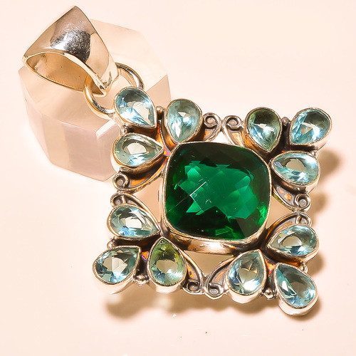 CHROME DIOPSIDE , BLUE TOPAZ