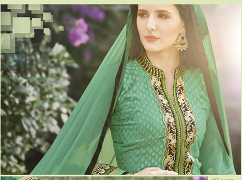 Green Designer Part Wear Salwar Kameez