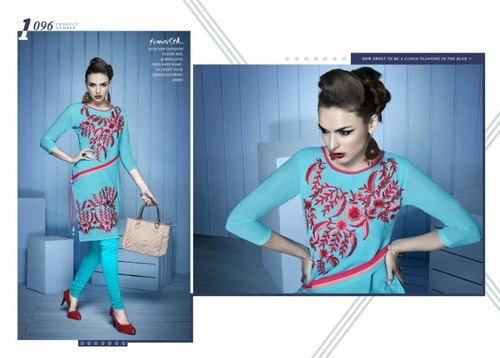 Cocktail blues Georgette Embriodary kurti