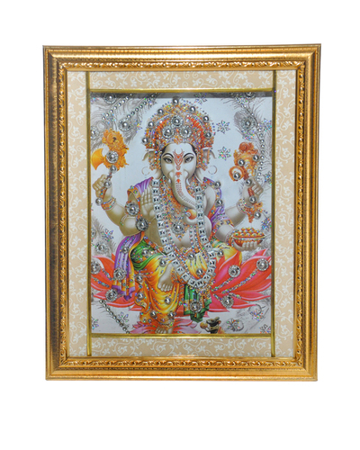 Golden Ganesha Wooden Frame