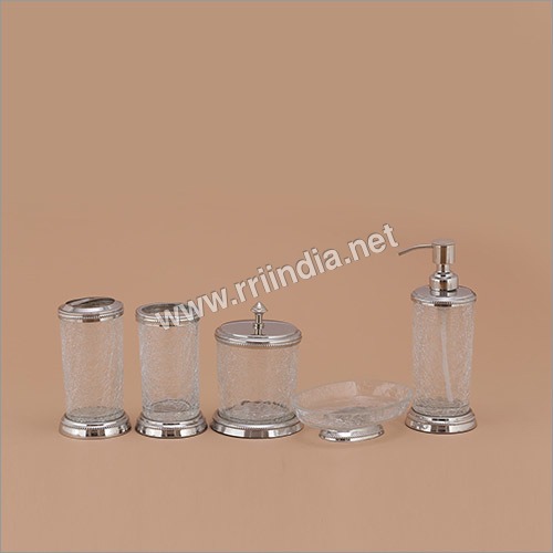 Aluminum Crackle Glass And Royal Bathroom Set