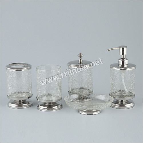 Glass and Silver Bath Accessories