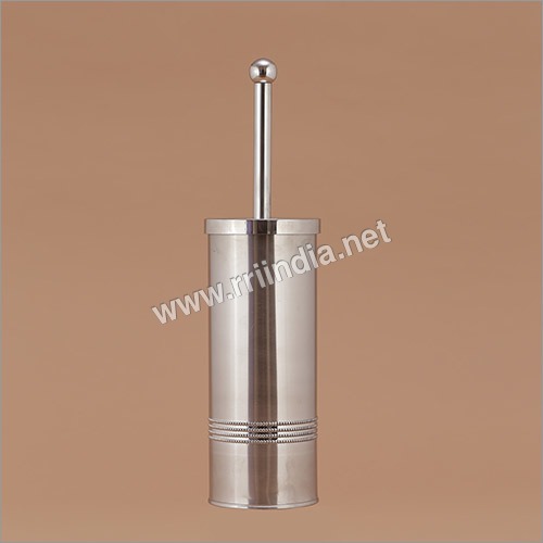 Metal Toilet Brush Holder - Stainless Steel Standard Size | Mirror Finish Rust Resistant Elegant Beaded Design
