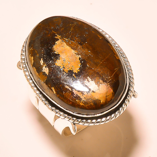 Bronzite Pendant - Natural Bronzite Stone, 925 Sterling Silver, Bezel Setting, Handcrafted Elegant Design