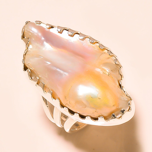 Natural River Pearl - 925 Sterling Silver, Peach Bezel Pendant | Elegant Design, Unique Natural Pearl