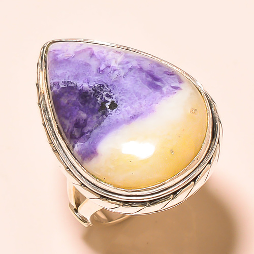 Bertrandite Jasper Pendant - 925 Sterling Silver, Purple Teardrop, Natural Gemstone, Handmade