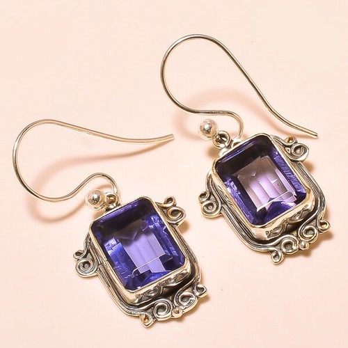 WHITE TOPAZ Vintage Style Earrings - 925 Sterling Silver, Elegant Design, Bezel Set