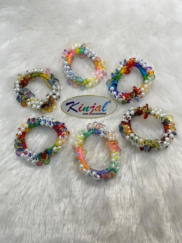 Knitted And Beaded Hair Scrunchies - Color: Various Colors