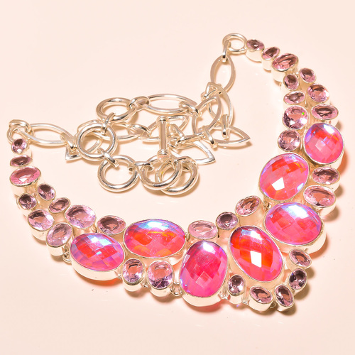 RAINBOW FIRE TOPAZ , ROSE QUARTZ