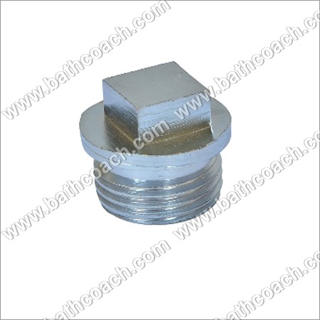 Brass Square Head Cored Plug - 1/2 Inch | Female Connection, Chrome Plated, Durable Brass Material, Sand Casting Technique, Hexagonal Thread