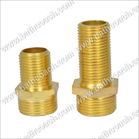 Round Brass Full Thread Hex Nipples
