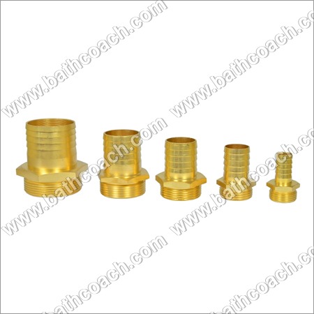 Brass Hose Nipples - Brass Material, Sizes: 1 X 3/4, 1' X 1, 1x1/4, 1x1/2, 2 X 2 | Connection: Male, Round Shape, Polished Finish, Reliable for Plumbing & Automotive Applications