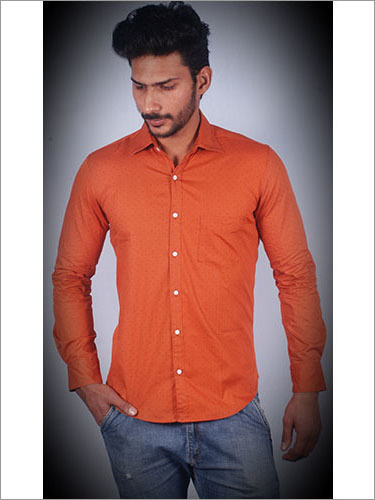 Casual Shirt Slim Fit 100 Cotton - 100% Cotton, S-XXL, Orange | Classic Collar, Slim Fit, Breathable, Durable, Stylish