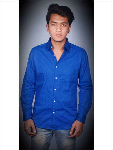 Casual Shirt Slim Fit 100 Cotton - M-3XL, Blue, Point Collar | Slim Fit, Soft Cotton, Durable Fabric, One Pocket, Long Sleeves