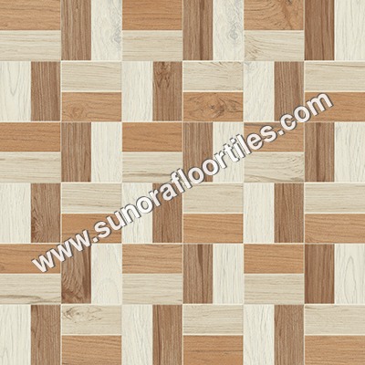 Matt Finish Floor Tiles - Porcelain, 400x400mm, Brown Wood Strip | Premium Quality, Smooth Texture, Slippage Resistant, Stylish Design, Water Absorption <5%