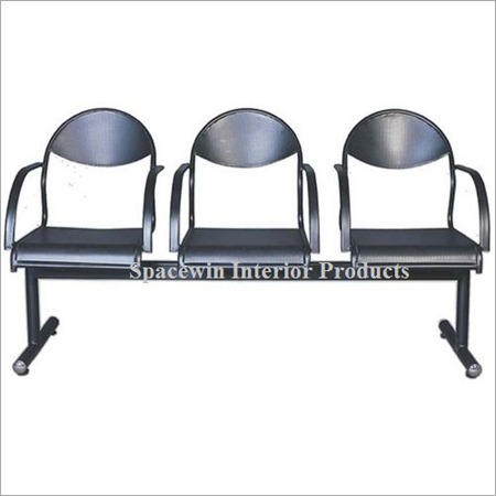 3 Seater Visitors Chair - Metal Fabric, 180x60x80cm, Gray | Armrest, Comfortable Seating, Durable Frame, Stylish Design
