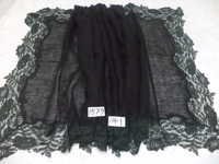 Black Pure Linen With 4 Side Lace Stole.