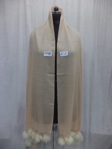 Merino Wool Pashmina Scarf - 70x200 cm | Hand Made with Cream Fringe, Assorted Colors, Daily and Prayer Use